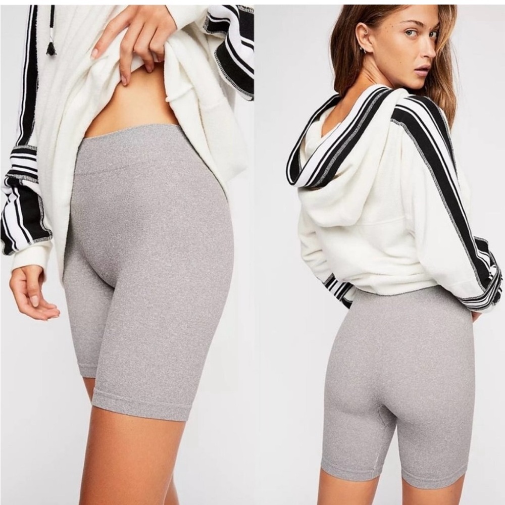 NWT Free People Grey Biker Run Shorts Stretch Size M/L Medium Large Bike Short L